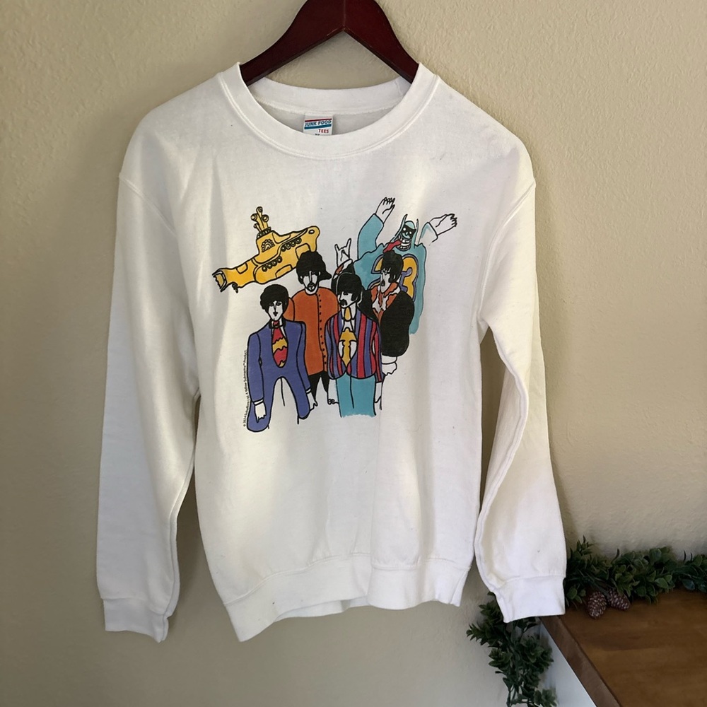White vintage 90s Beatles crewneck sweatshirt beatles